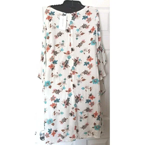 Stevie Hender Floral Dress Sz Medium Ruffled Bell Sleeve Knee Length Lagenlook - Picture 2 of 9